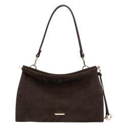 Сумка жіноча замшева Enzo Nori EN1122-1100 темно-коричнева