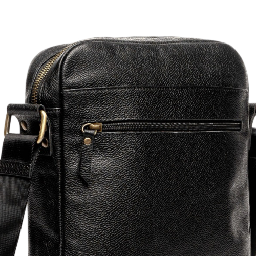 Чоловіча шкіряна сумка через плече Vittorio Safino VS 011 чорна Корсика
