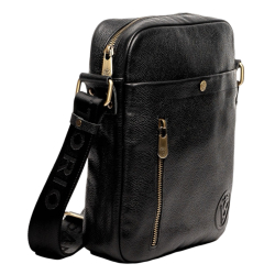 Чоловіча шкіряна сумка через плече Vittorio Safino VS 011 чорна Корсика