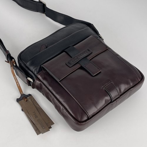 Сумка чоловіча шкіряна The Bond 1114-4 чорна з коричневим