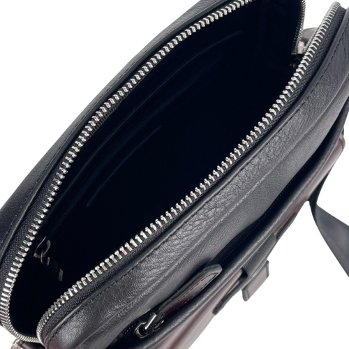 Сумка чоловіча шкіряна The Bond 1114-4 чорна з коричневим