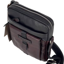 Сумка мужская кожаная The Bond 1114-4 черная с коричневым