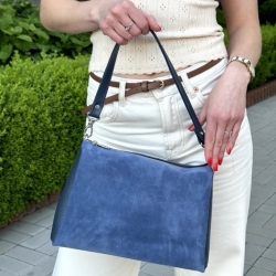 Сумка женская кожаная Vito Torelli 1065 6031/1082 синяя с замшевой вставкой