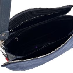 Сумка женская кожаная Vito Torelli 1065 6031/1082 синяя с замшевой вставкой