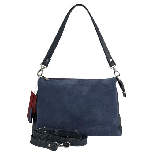 Сумка женская кожаная Vito Torelli 1065 6031/1082 синяя с замшевой вставкой