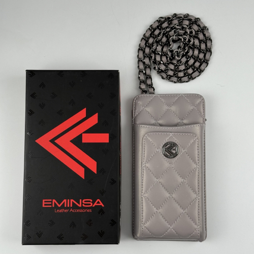 Сумка жіноча шкіряна Eminsa 40277 34-20 світло-сіра