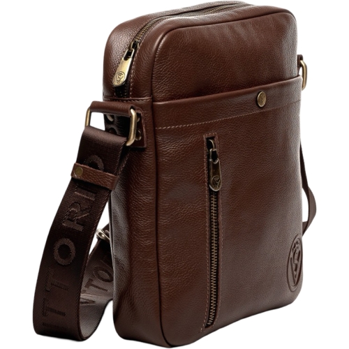 Чоловіча шкіряна сумка через плече Vittorio Safino VS 011 коричнева Корсика