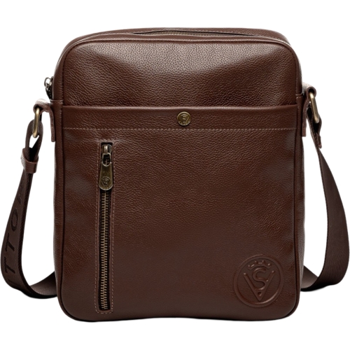 Чоловіча шкіряна сумка через плече Vittorio Safino VS 011 коричнева Корсика