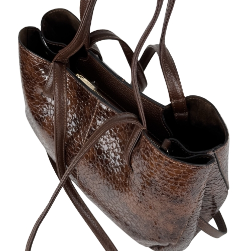 Сумка женская кожаная лакированная Karya 2573-557 коньяк