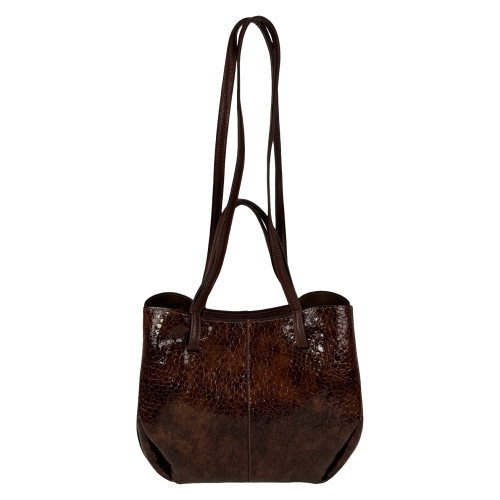 Сумка женская кожаная лакированная Karya 2573-557 коньяк