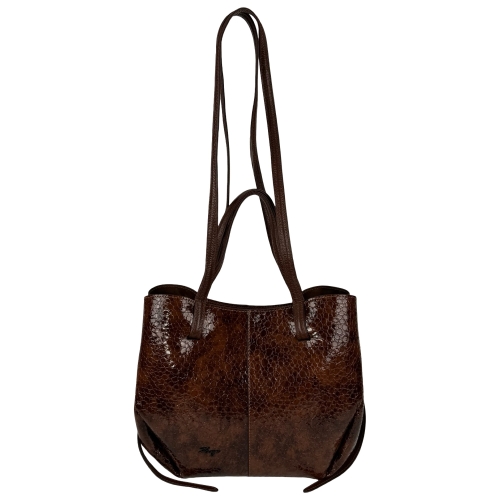 Сумка женская кожаная лакированная Karya 2573-557 коньяк