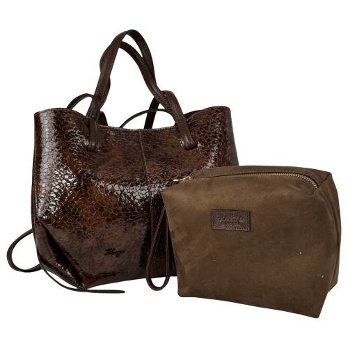 Сумка женская кожаная лакированная Karya 2573-557 коньяк