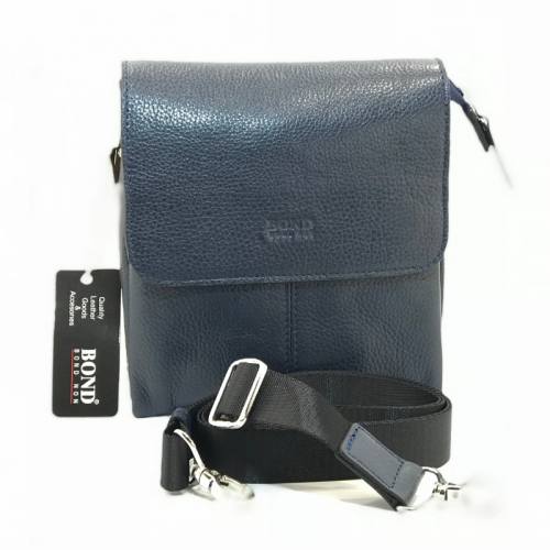 Сумка чоловіча шкіряна Bond 1373-1170 синя