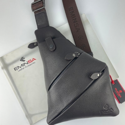 Сумка мужская через плечо кожаная Eminsa 6226 18-3 темно-коричневая