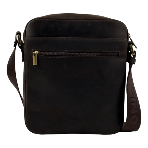 Чоловіча сумка шкіряна через плече Vittorio Safino VS 011 коричнева Крейзі