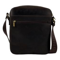 Чоловіча сумка шкіряна через плече Vittorio Safino VS 011 коричнева Крейзі