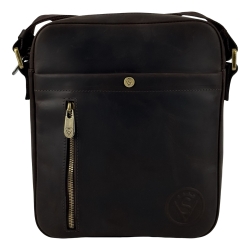 Чоловіча сумка шкіряна через плече Vittorio Safino VS 011 коричнева Крейзі