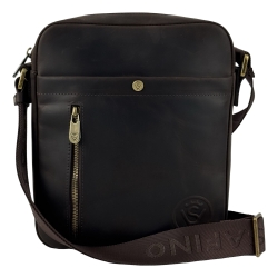 Чоловіча сумка шкіряна через плече Vittorio Safino VS 011 коричнева Крейзі