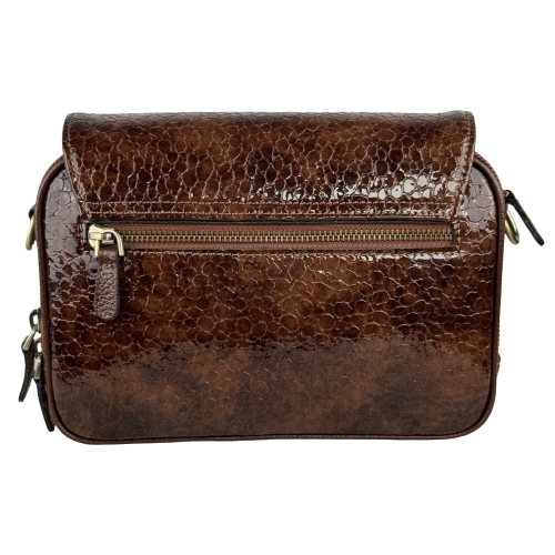 Сумка женская кожаная лакированная Karya 2567-557 коньяк