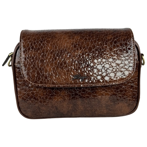 Сумка женская кожаная лакированная Karya 2567-557 коньяк