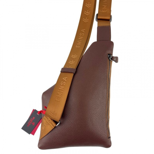 Сумка чоловіча через плече шкіряна Eminsa 6226 18-4 світло-коричнева