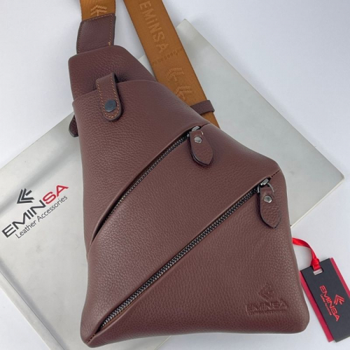 Сумка чоловіча через плече шкіряна Eminsa 6226 18-4 світло-коричнева
