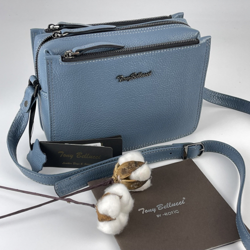 Сумка жіноча шкіряна Tony Bellucci 0437-215 блакитна