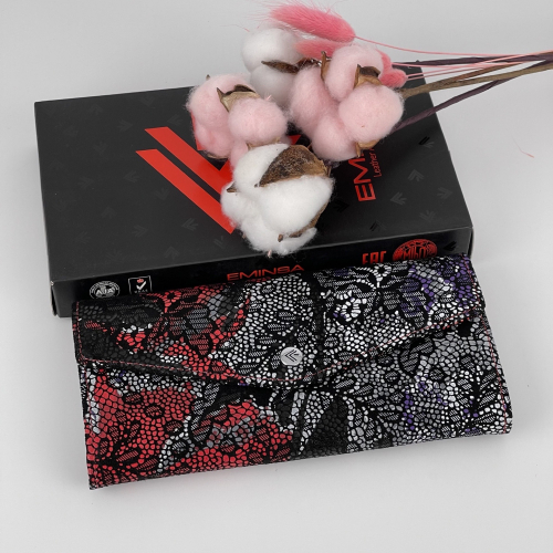 Гаманець жіночий шкіряний Eminsa 2184 54-5 чорно-червоний