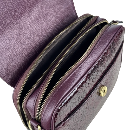 Сумка женская кожаная лакированная Karya 2567-561 марсала