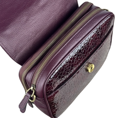 Сумка женская кожаная лакированная Karya 2567-561 марсала