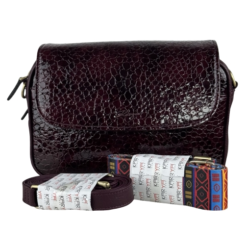 Сумка женская кожаная лакированная Karya 2567-561 марсала