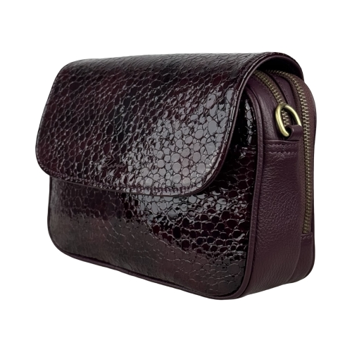 Сумка женская кожаная лакированная Karya 2567-561 марсала