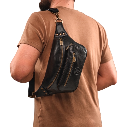 Сумка крос боді чоловіча шкіряна Vittorio Safino VS 073 чорна Кентуки