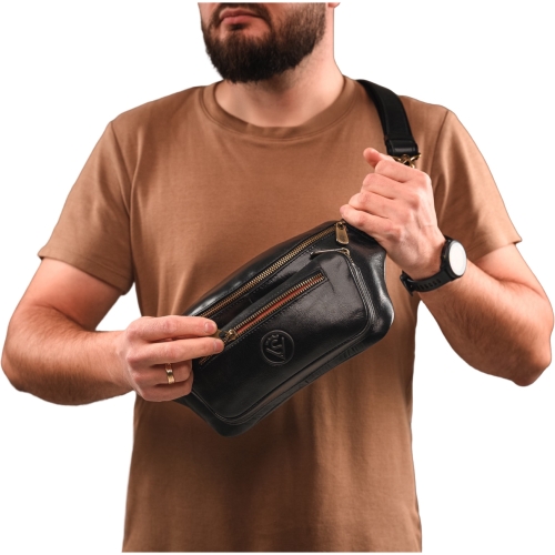 Сумка крос боді чоловіча шкіряна Vittorio Safino VS 073 чорна Кентуки