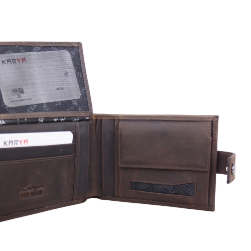 Гаманець чоловічий шкіряний Karya 0456-31 темно-коричневий (шкіра Crazy Horse)