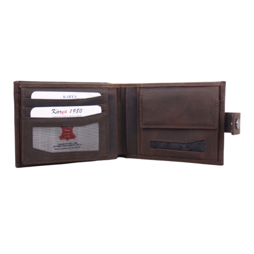 Гаманець чоловічий шкіряний Karya 0456-31 темно-коричневий (шкіра Crazy Horse)