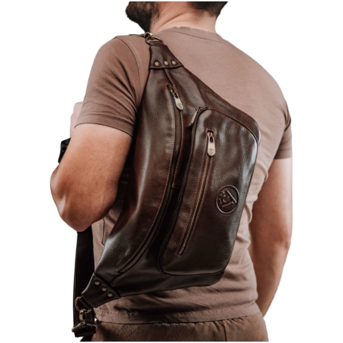 Сумка крос боді чоловіча шкіряна Vittorio Safino VS 073 коричнева Корсика