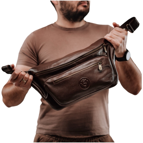 Сумка крос боді чоловіча шкіряна Vittorio Safino VS 073 коричнева Корсика