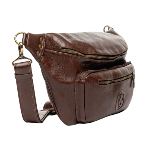 Сумка крос боді чоловіча шкіряна Vittorio Safino VS 073 коричнева Корсика