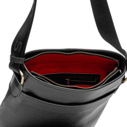 Сумка чоловіча шкіряна через плече Vittorio Safino VS 013 чорна Корсика
