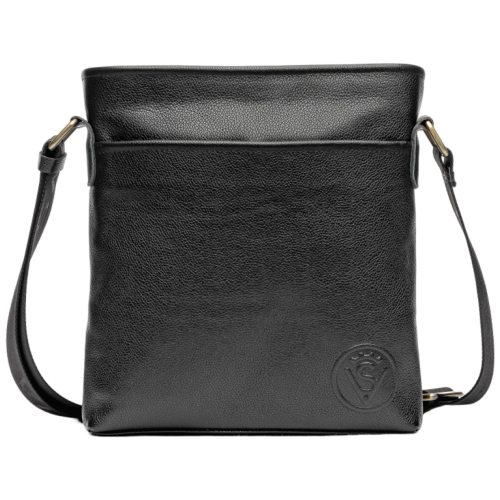 Сумка чоловіча шкіряна через плече Vittorio Safino VS 013 чорна Корсика