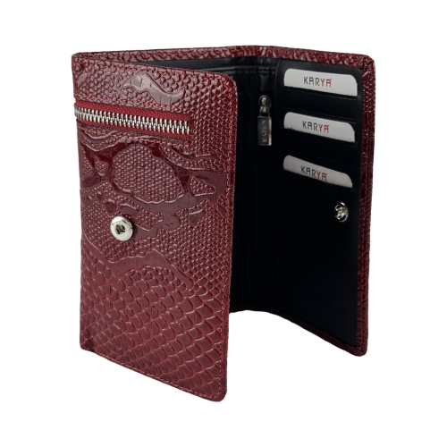 Кошелек женский кожаный Karya 2004-019 красный (внутри черный)