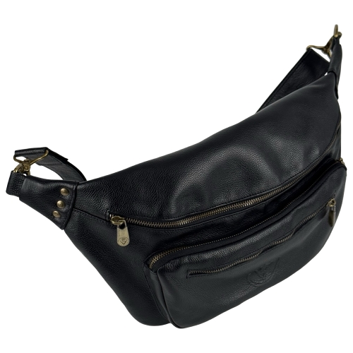 Сумка крос боді чоловіча шкіряна Vittorio Safino VS 073 чорна Корсика