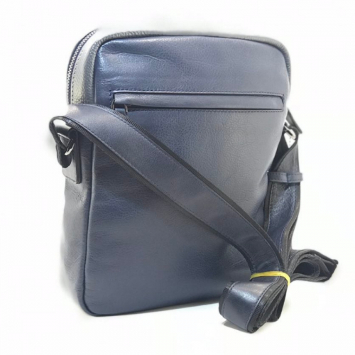 Сумка чоловіча шкіряна Bond 1161 синя із сірим