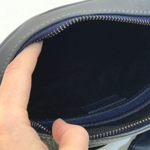 Сумка чоловіча шкіряна Bond 1161 синя із сірим