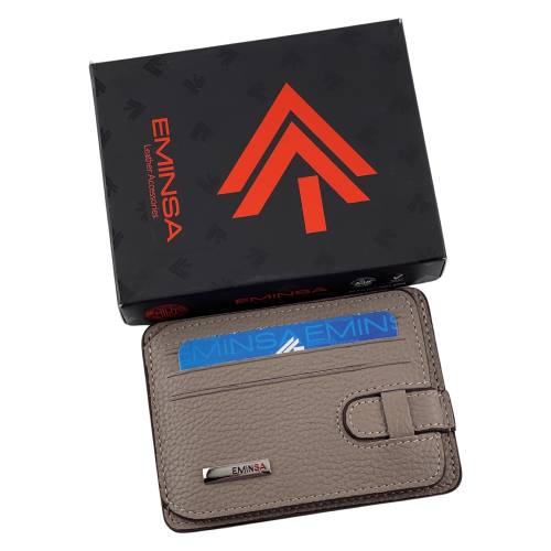 Кошелек картхолдер кожаный Eminsa 1594 37-17 светло коричневый