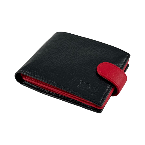 Кошелек мужской кожаный Bond 592-281-282 черный с красным внутри