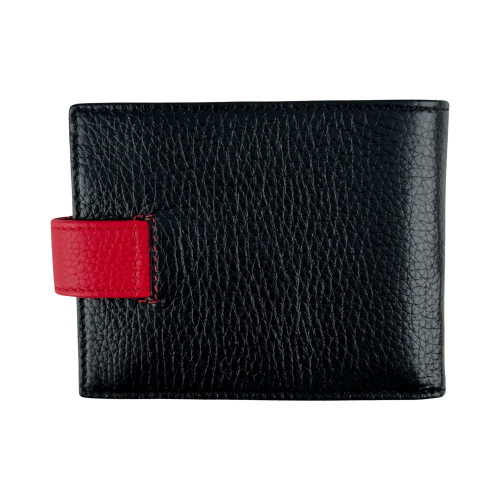 Кошелек мужской кожаный Bond 592-281-282 черный с красным внутри