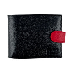 Гаманець чоловічий шкіряний Bond 592-281-282 чорний з червоним усередині