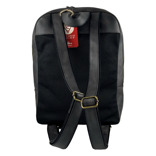 Рюкзак чоловічий шкіряний Vittorio Safino VS 040 чорний матовий Крейзі